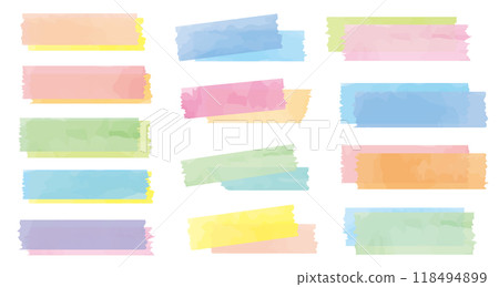 Masking watercolor colorful overlapping decoration set 118494899