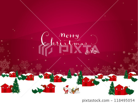 Snowflakes and houses background Christmas vector illustration 118495054