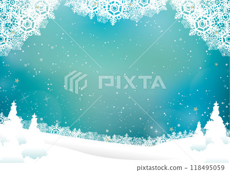 Snowflakes and trees background illustration 118495059