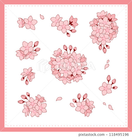Cherry blossom vector material set Cherry blossom vector material set 118495196