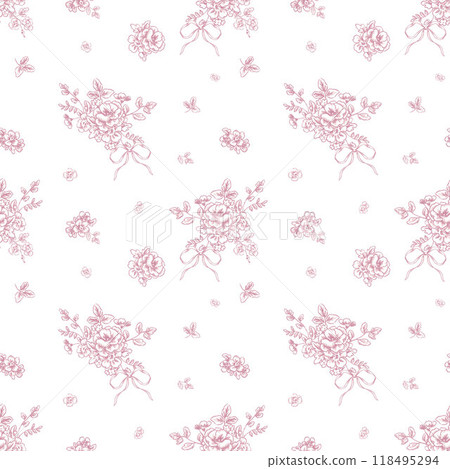 Beautiful floral seamless pattern with hand drawn abstract flowers. Stock illustration. Gentle summer design. Seamless print. 118495294