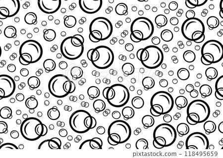 Soap bubbles pattern seamless in linear style. Background with fizzy balls for shampoo and toiletries design Soap bubbles pattern seamless in linear style. Background with fizzy balls for shampoo and toiletries design 118495659