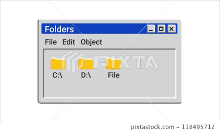 Old explorer window with folder in blue color. 118495712