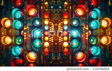 Colorful Abstract Traffic Lights, Generate Ai 118496008