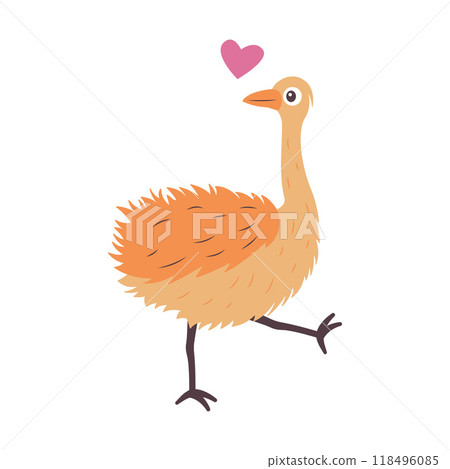 Cute Ostrich Big Bird Wildlife Animal Character is Walking Cute Ostrich Big Bird Wildlife Animal Character is Walking 118496085