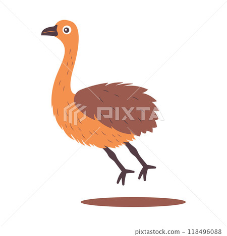Cute Ostrich Big Bird Wildlife Animal Character is Braking to Stop Cute Ostrich Big Bird Wildlife Animal Character is Braking to Stop 118496088