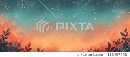 桃色和青色漸層背景和星空 118497398