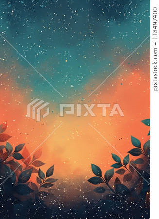 桃色和青色漸層背景和星空 118497400