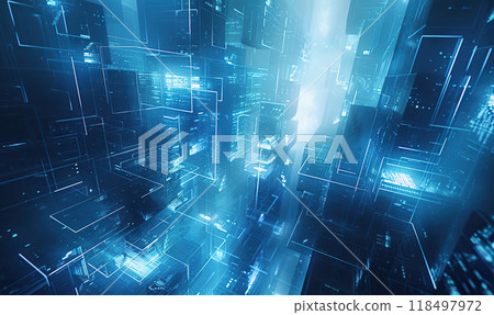 Futuristic Digital Data Tunnel , Generate AI 118497972
