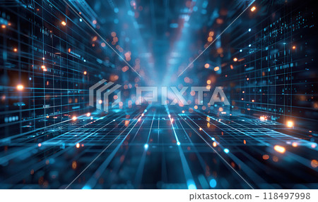 Futuristic Digital Data Tunnel , Generate AI 118497998