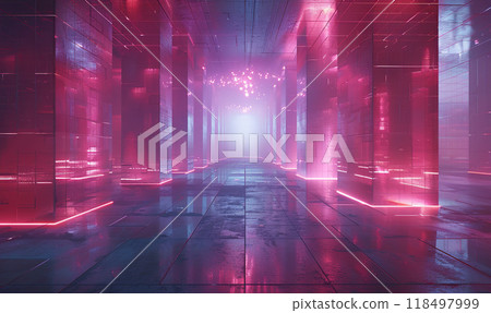 Futuristic Digital Data Tunnel , Generate AI 118497999