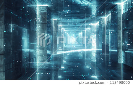 Futuristic Digital Data Tunnel , Generate AI 118498000