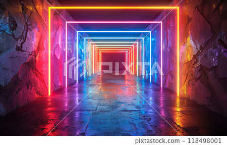 Futuristic Digital Data Tunnel , Generate AI 118498001