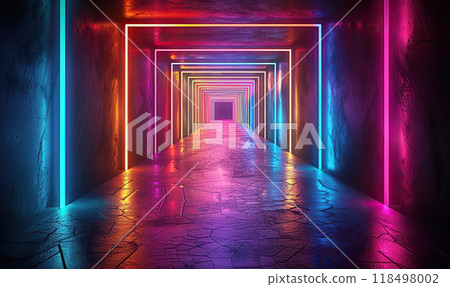 Futuristic Digital Data Tunnel , Generate AI 118498002