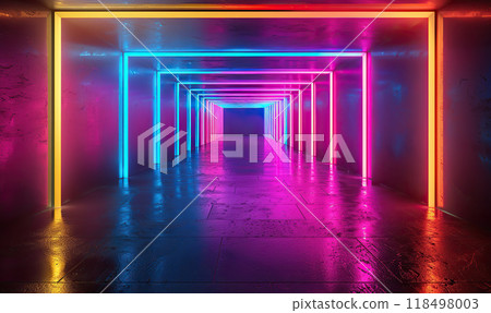 Futuristic Digital Data Tunnel , Generate AI 118498003
