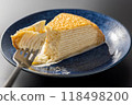 Delicious mille crepes and fork 118498200