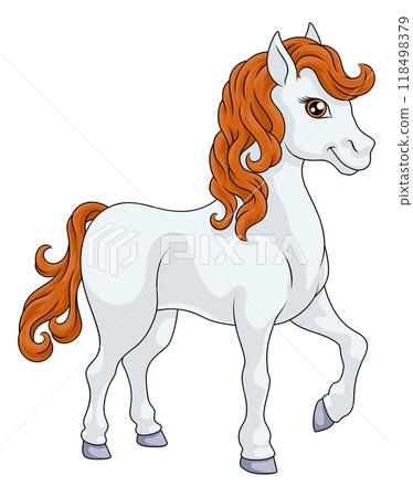 Horse Cartoon Cute Animal Character Illustration 118498379