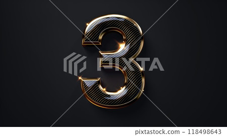 number three luxury design on dark background 118498643