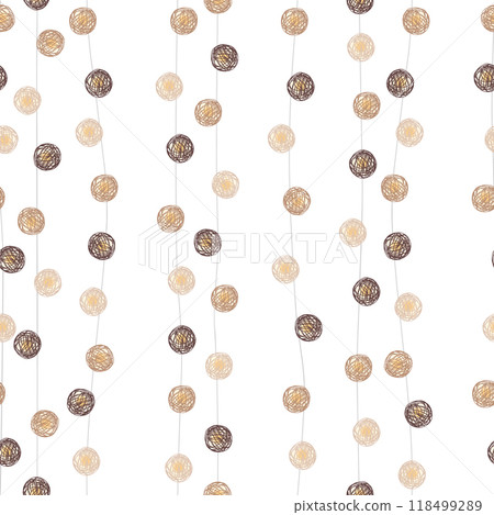 Christmas seamless pattern with ball garland in Scandinavian style. Pastel palette, vector illustration 118499289
