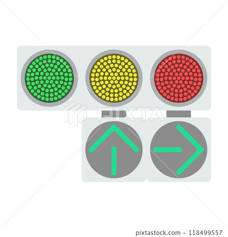 Illustration of LED traffic lights and arrow lights 118499557