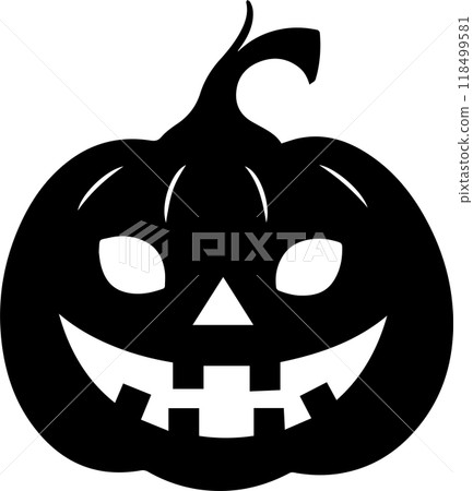 Halloween Vector Icon of a Creepy Smiling Jack O Lantern Pumpkin in Black Silhouette for Scary Spooky Designs, Png, Eps, Transparent Background Halloween Vector Icon of a Creepy Smiling Jack O Lantern Pumpkin in Black Silhouette for Scary Spooky Designs, Png, Eps, Transparent Background 118499581