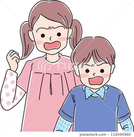 Boys and girls _ angry facial expressions _ upper body 118499960