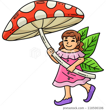 Fairy with Mushroom Umbrella Cartoon Clipart Fairy with Mushroom Umbrella Cartoon Clipart 118500106