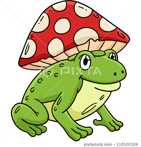Frog with Mushroom Hat Cartoon Colored Clipart Frog with Mushroom Hat Cartoon Colored Clipart 118500109
