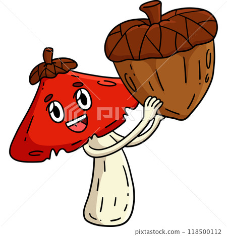 Mushroom and Acorn Cartoon Colored Clipart Mushroom and Acorn Cartoon Colored Clipart 118500112