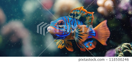 Vibrant fish swimming in a coral reef. Vibrant fish swimming in a coral reef. 118500246