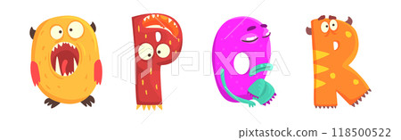 Funny Monster Alphabet Text Letter Character Vector Set Funny Monster Alphabet Text Letter Character Vector Set 118500522