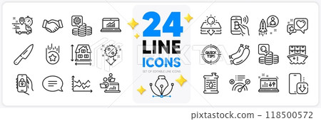 Icons set of Chat, Tips and Phone download line icons pack for app with Discount, Express delivery, Teamwork thin outline icon. Oil barrel, Heart, Inspect pictogram. Locked app. Vector Icons set of Chat, Tips and Phone download line icons pack for app with Discount, Express delivery, Teamwork thin outline icon. Oil barrel, Heart, Inspect pictogram. Locked app. Vector 118500572