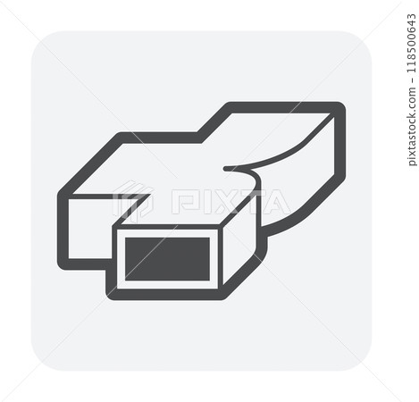 Ducting pipe equal T or tee vector icon, part for ductwork. 118500643