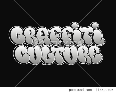 Graffiti Culture - single word, letters graffiti style. Vector hand drawn logo. Funny cool trippy word Graffiti Culture, fashion, graffiti style print t-shirt, poster concept 118500706