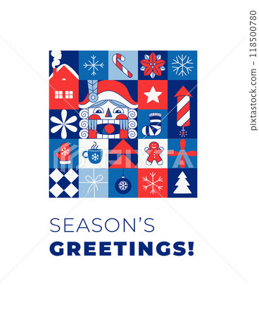 Happy Holidays Minimalist Christmas New Year Card. Modern Geometric Design Happy Holidays Minimalist Christmas New Year Card. Modern Geometric Design 118500780