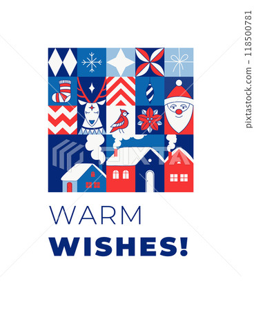 Happy Holidays Minimalist Christmas New Year Card. Modern Geometric Design Happy Holidays Minimalist Christmas New Year Card. Modern Geometric Design 118500781