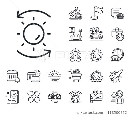 Uv protect sign. Plane jet, travel map and baggage claim outline icons. Sun protection line icon. Sunscreen effect symbol. Sun protection line sign. Car rental, taxi transport icon. Vector Uv protect sign. Plane jet, travel map and baggage claim outline icons. Sun protection line icon. Sunscreen effect symbol. Sun protection line sign. Car rental, taxi transport icon. Vector 118500852