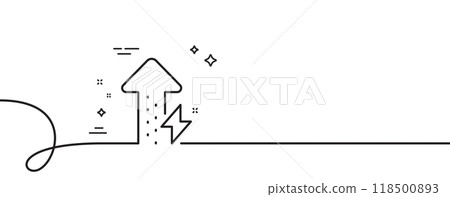 Energy line icon. Continuous one line with curl. Thunderbolt sign. Power consumption symbol. Energy growing single outline ribbon. Loop curve pattern. Vector Energy line icon. Continuous one line with curl. Thunderbolt sign. Power consumption symbol. Energy growing single outline ribbon. Loop curve pattern. Vector 118500893