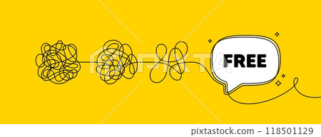 Free tag. Simplify complex process with speech bubble. Special offer sign. Sale promotion symbol. Free speech bubble message. Tangle chaos. Easy solution. Vector 118501129
