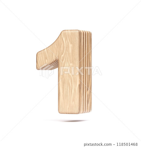 Plywood font Number 1 ONE 3D Plywood font Number 1 ONE 3D 118501468