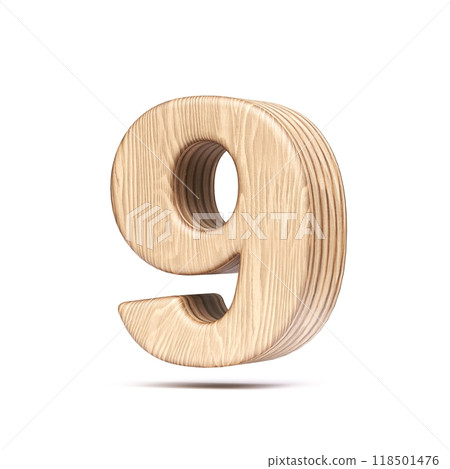 Plywood font Number 9 NINE 3D Plywood font Number 9 NINE 3D 118501476