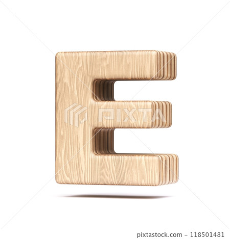 Plywood font Letter E 3D 118501481