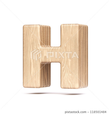 Plywood font Letter H 3D Plywood font Letter H 3D 118501484