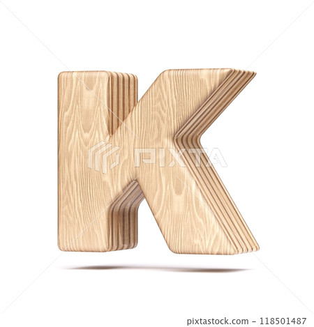 Plywood font Letter K 3D Plywood font Letter K 3D 118501487