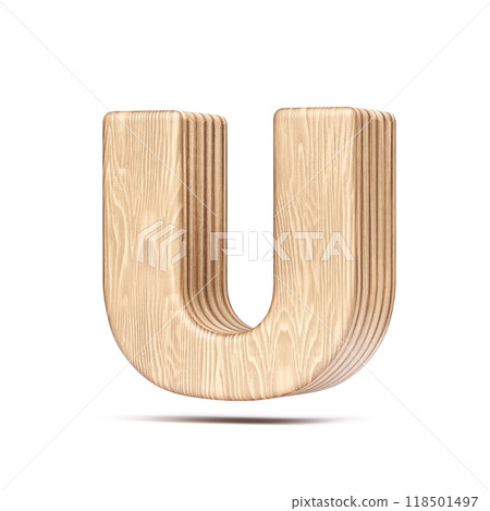 Plywood font Letter U 3D Plywood font Letter U 3D 118501497