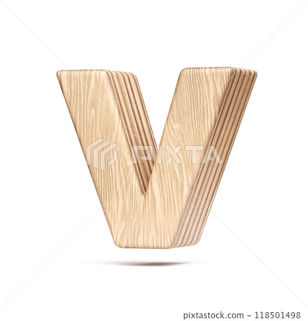 Plywood font Letter V 3D Plywood font Letter V 3D 118501498