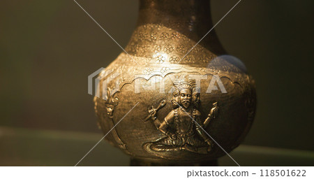 Indian Copperware. Ancient Copper Utensils. Kashmiri Copperware, More Popularly Known As Traam, Was Amazingly Enough Beautiful Part Of Household Tradition And Integral Part Of Bridal Trousseau 118501622