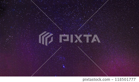 Night Starry Sky Background. Night View Of Natural Glowing Stars in magenta purple colors 118501777