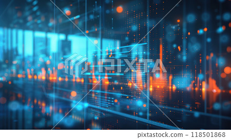 A digital infographic with a globe, graphs, and statistical data representing global financial trends. High quality illustration 118501868
