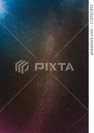 Night Sky Stars With Milky Way Galaxy. Night View Of Natural Glowing Stars Of Milky Way. Amazing Night View Bold Stars Time Lapse. Natural Glowing Stars And Satellites Trails 118501952